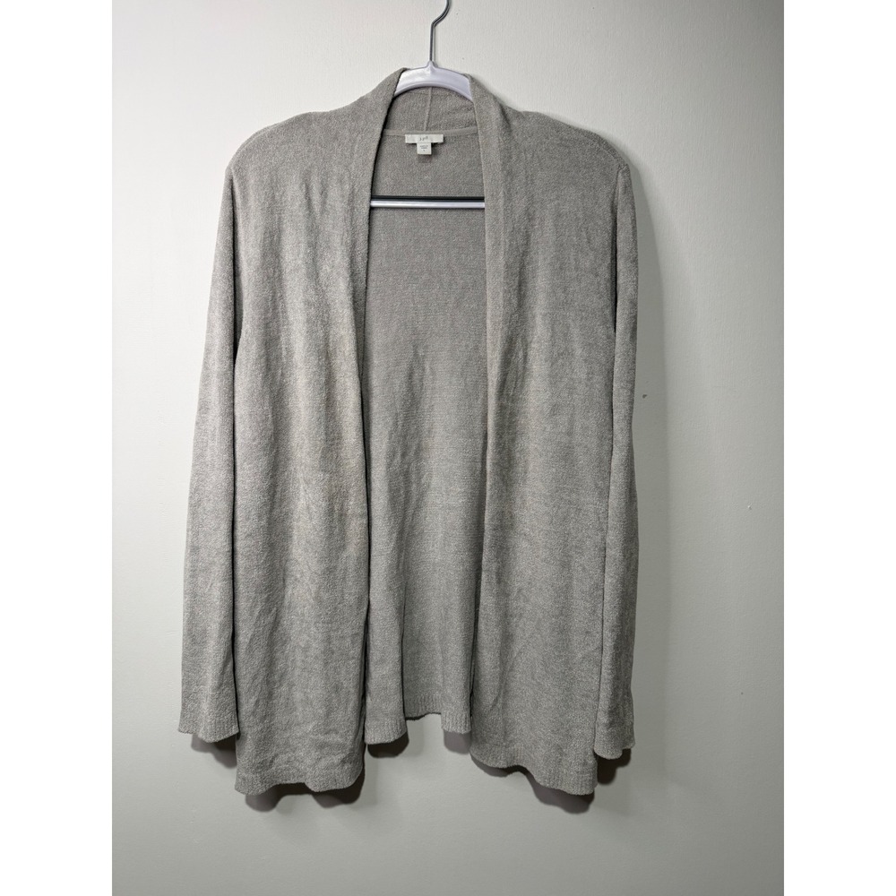 J. Jill Grey Open Front Knit Cardigan Sweater Womens Size Large L Minimalist
